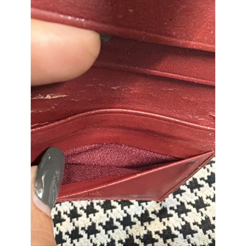 Vintage Etienne Aigner Red Leather Wallet Card Holder Gold Logo Bifold